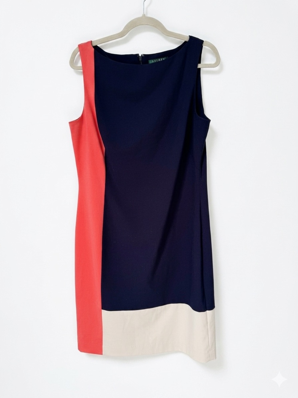 Ralph Lauren Navy, Coral & Cream Colorblock Mini Dress